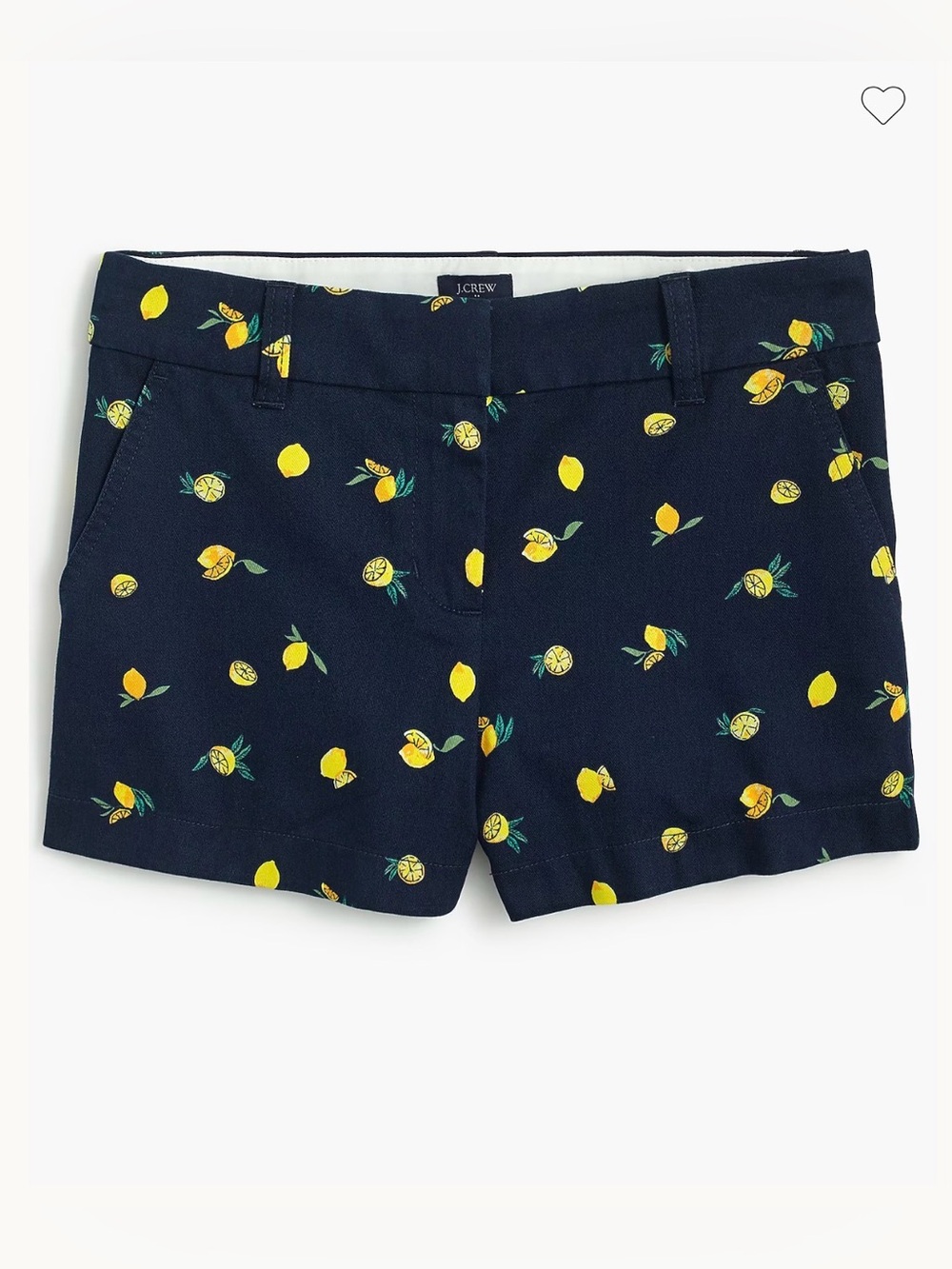 J. Crew Factory Navy Yellow Lemon-print 4.5” Classic Chino Shorts Cotton 8